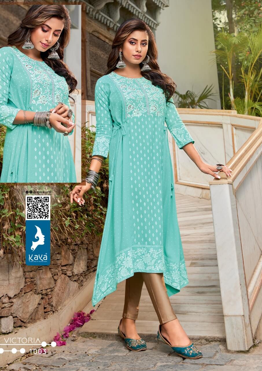 Kaya Victoria Stylish Fancy Ethnic Wear Rayon Printed Designer Kurti Collection